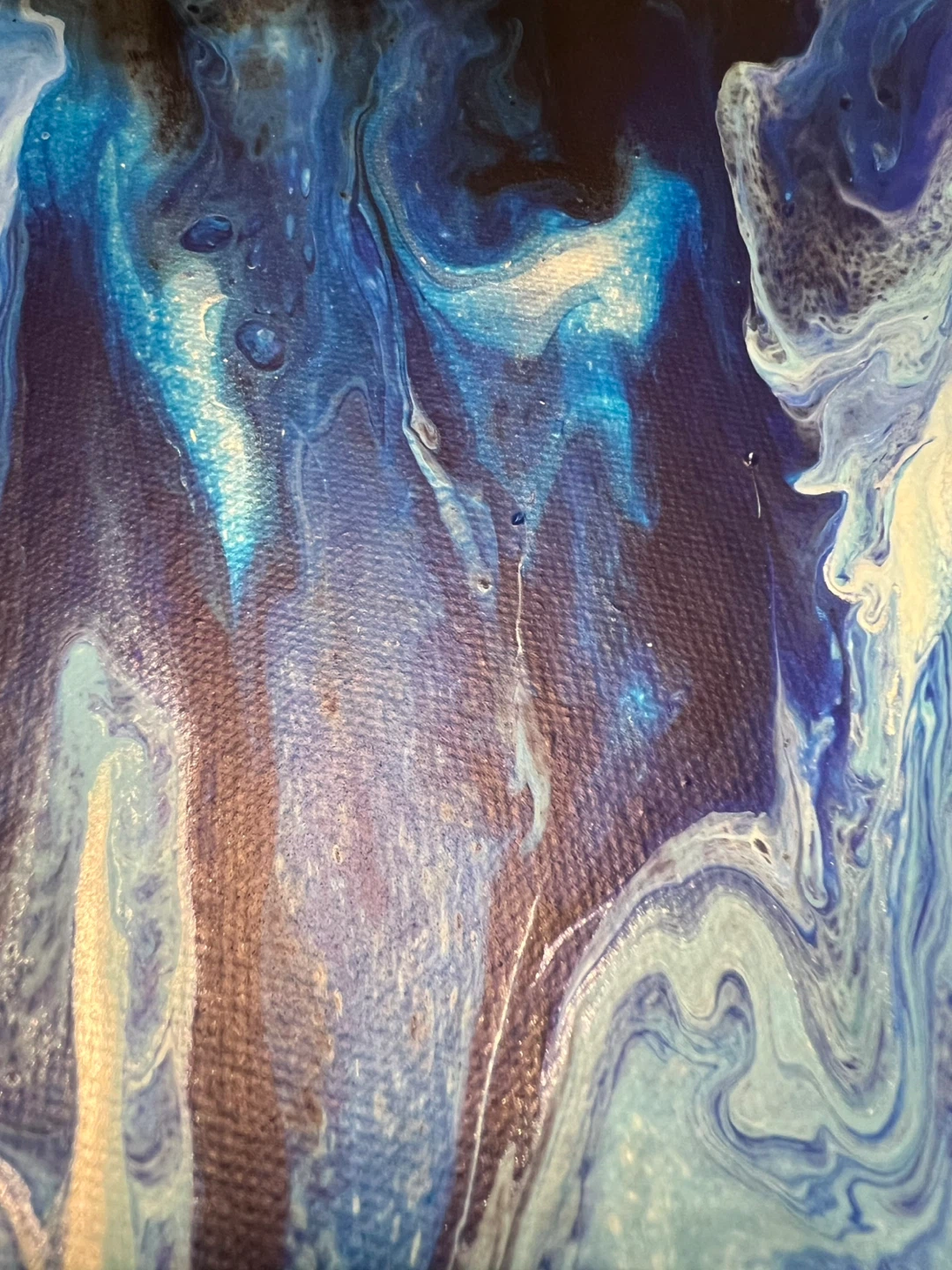 “Ocean Wave” Abstract Art Painting - Blue & White Swirls - photo 4