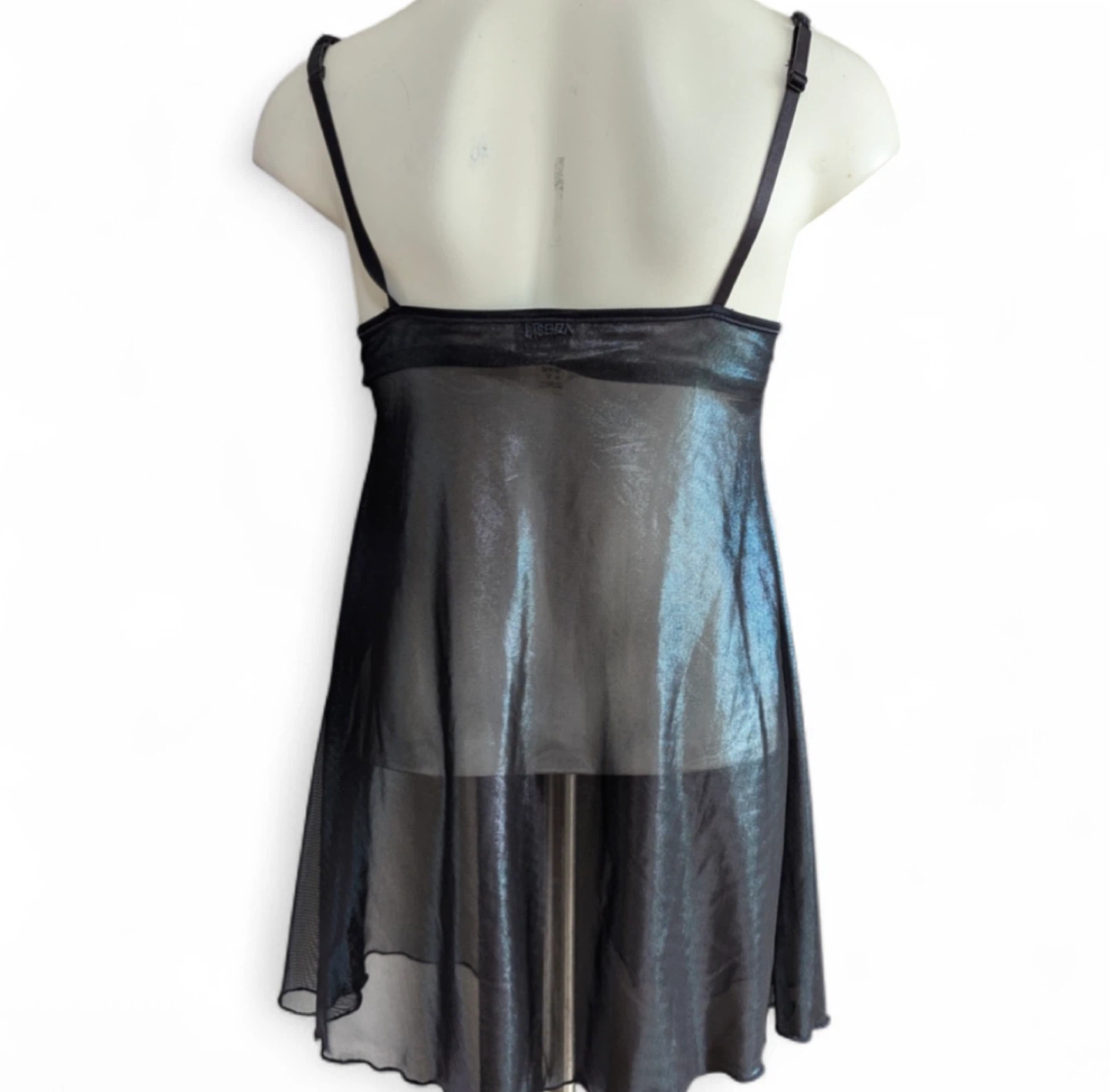 Y2K La SENZA Black Metallic Sheer Baby Doll Lingerie - photo 2
