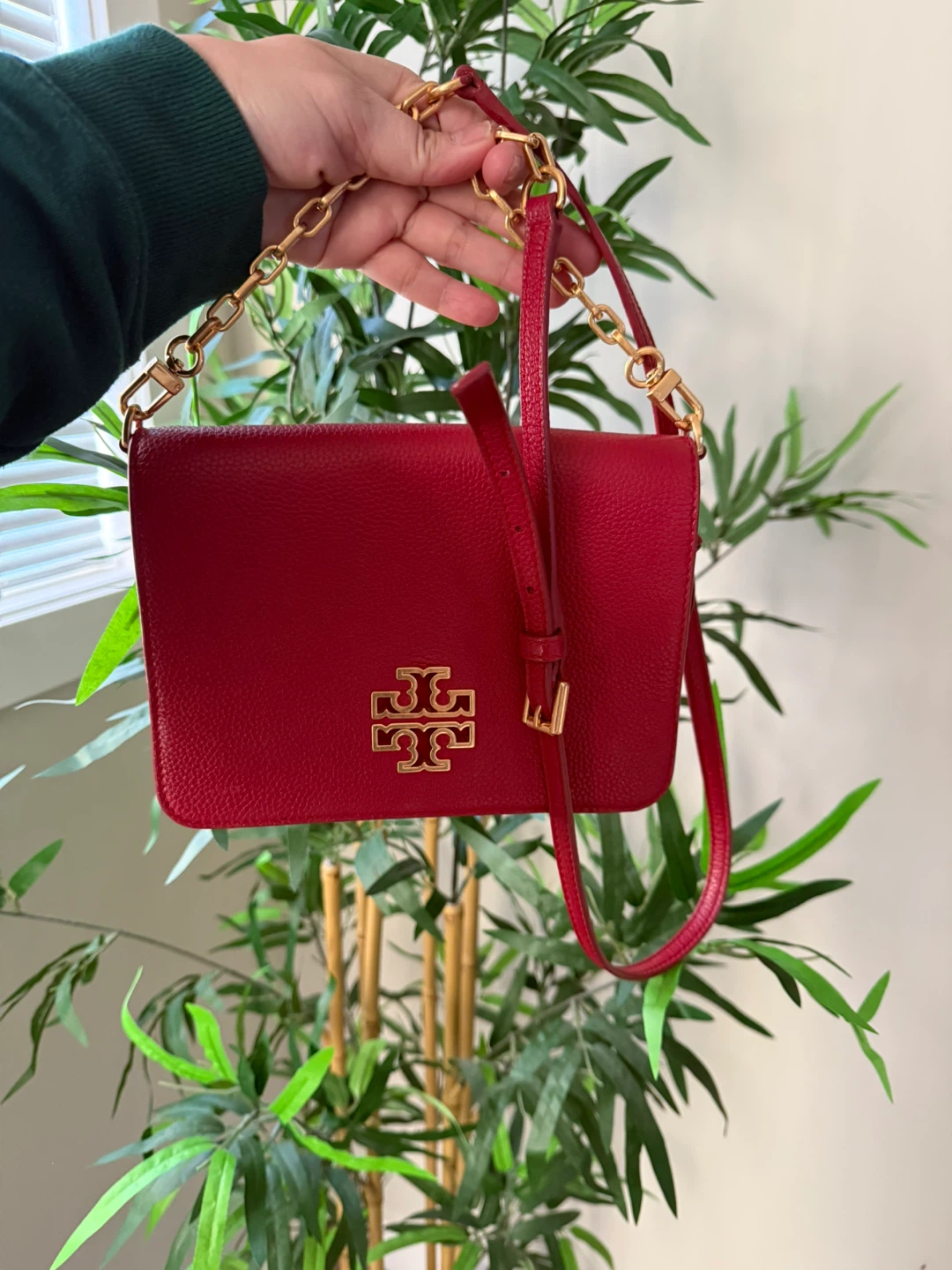 Tory Burch Red Leather Kira Wallet Crossbody Bag
