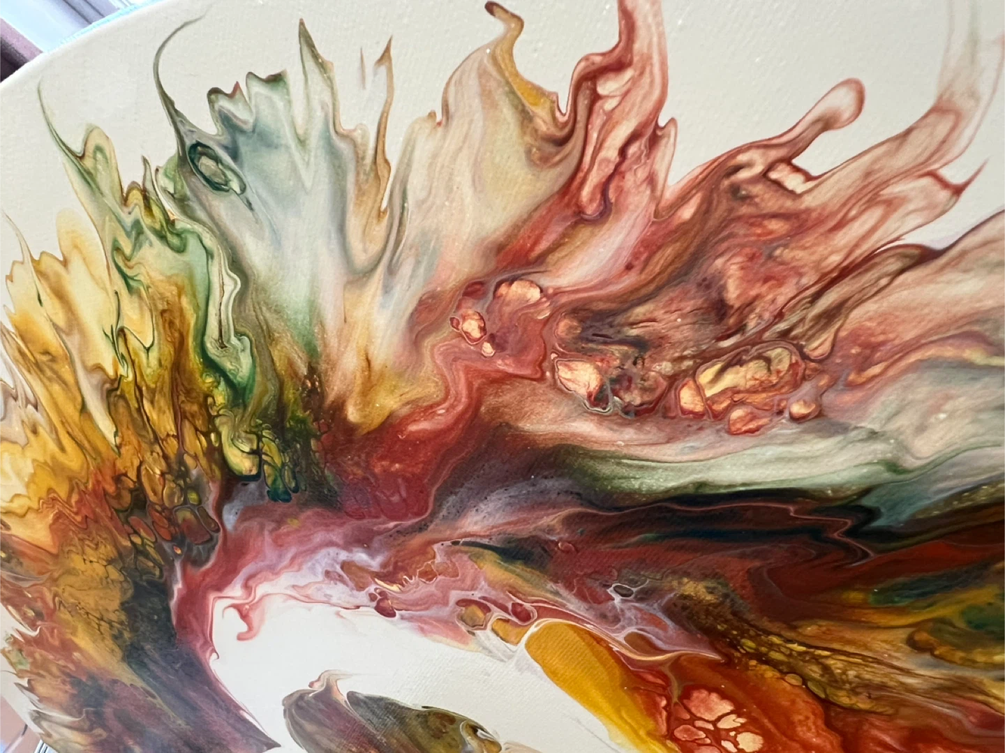 “ Autumn Wreath “ Round Abstract Pour Painting - photo 2