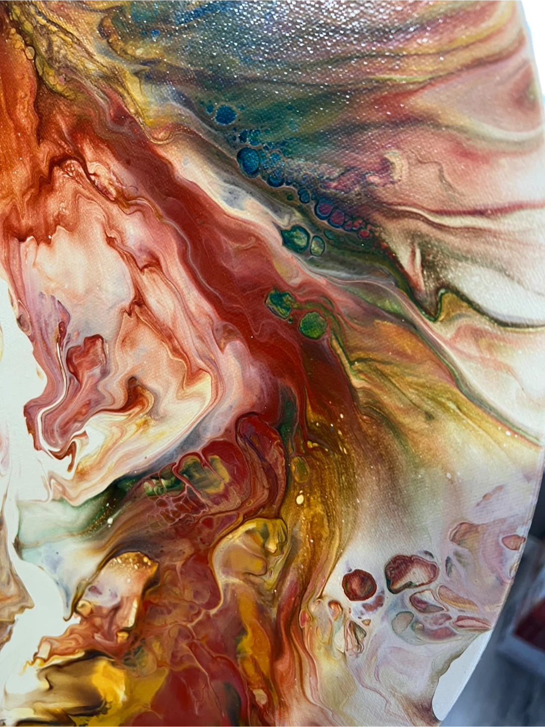 “ Autumn Wreath “ Round Abstract Pour Painting - photo 5