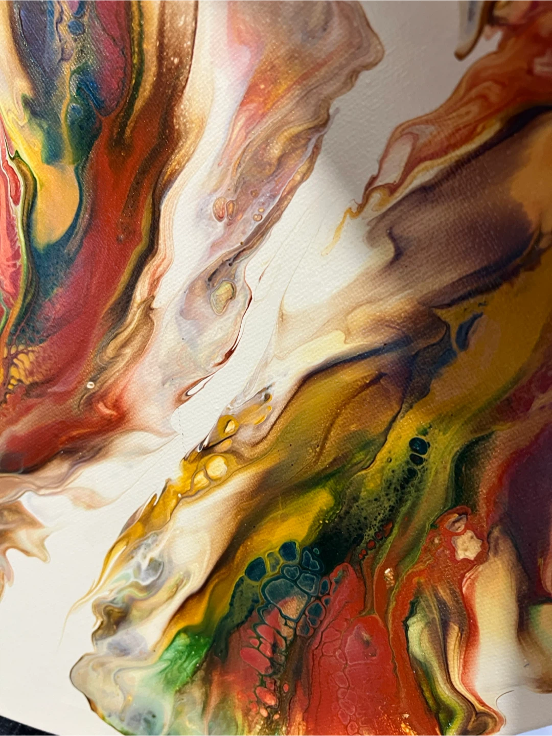 “ Autumn Wreath “ Round Abstract Pour Painting - photo 3