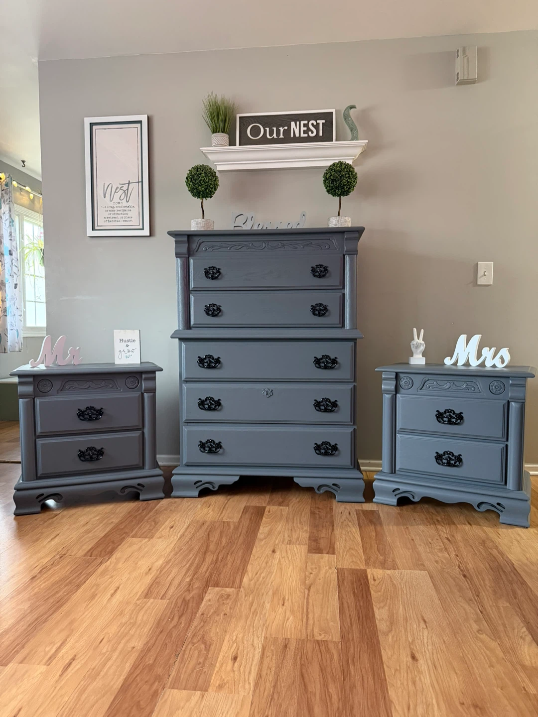 ✨🩶Gorgeous solid oak dresser set of 3🩶✨