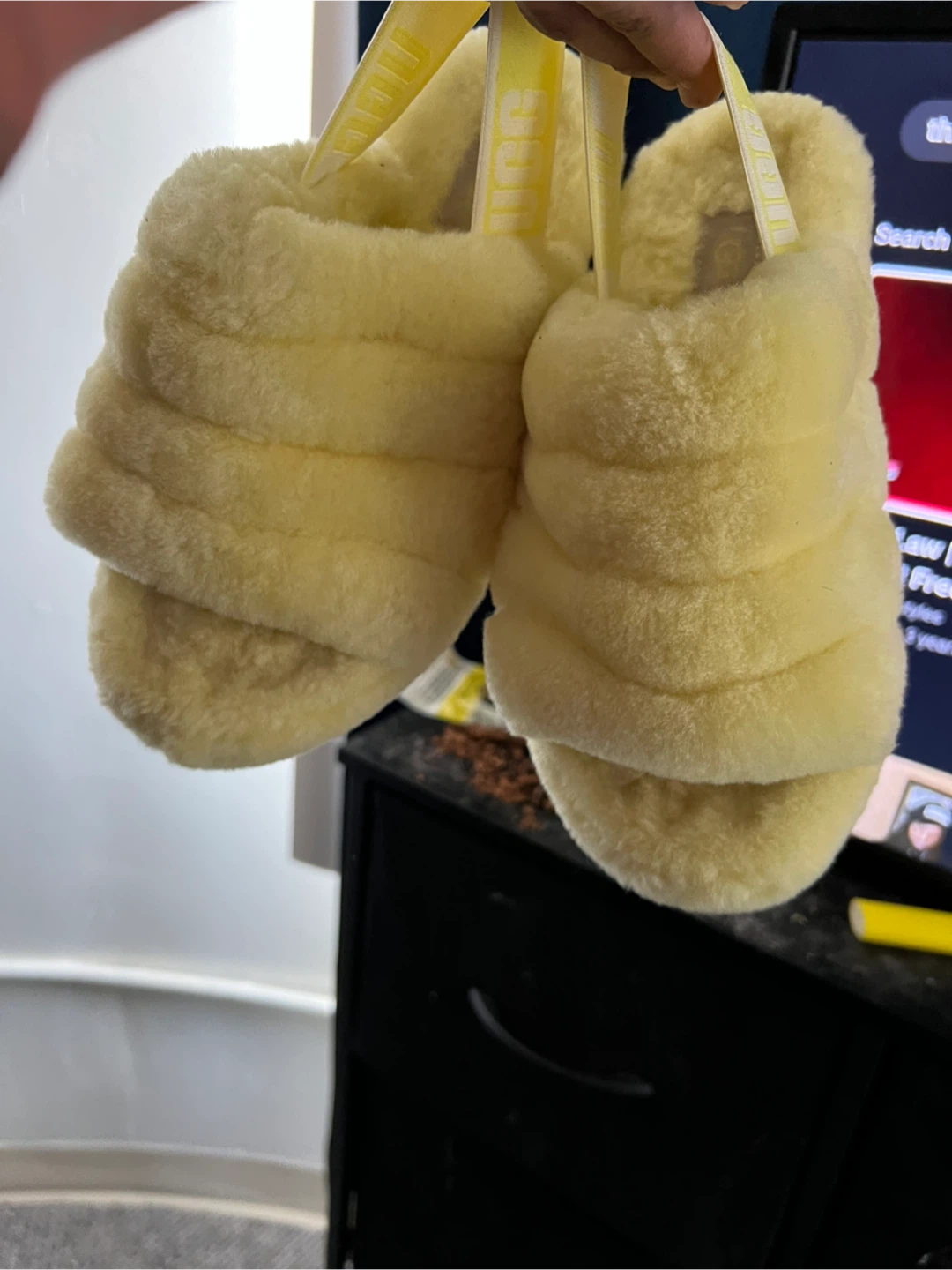 Ugg Yellow Fluff Yeah Slide Slippers Size 6