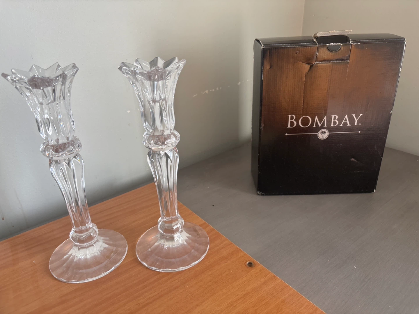 Bombay Set of 2 Crystal Candlesticks