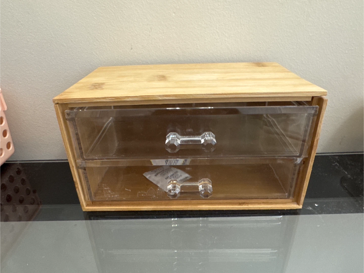 Bamboo and Clear Acrylic 2-Drawer Organizer