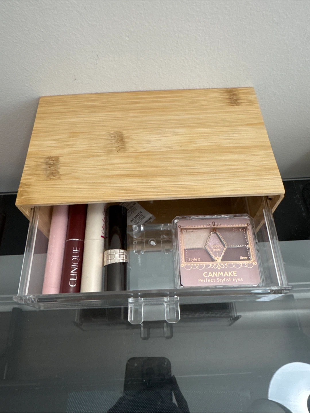 Bamboo and Clear Acrylic 2-Drawer Organizer - photo 2