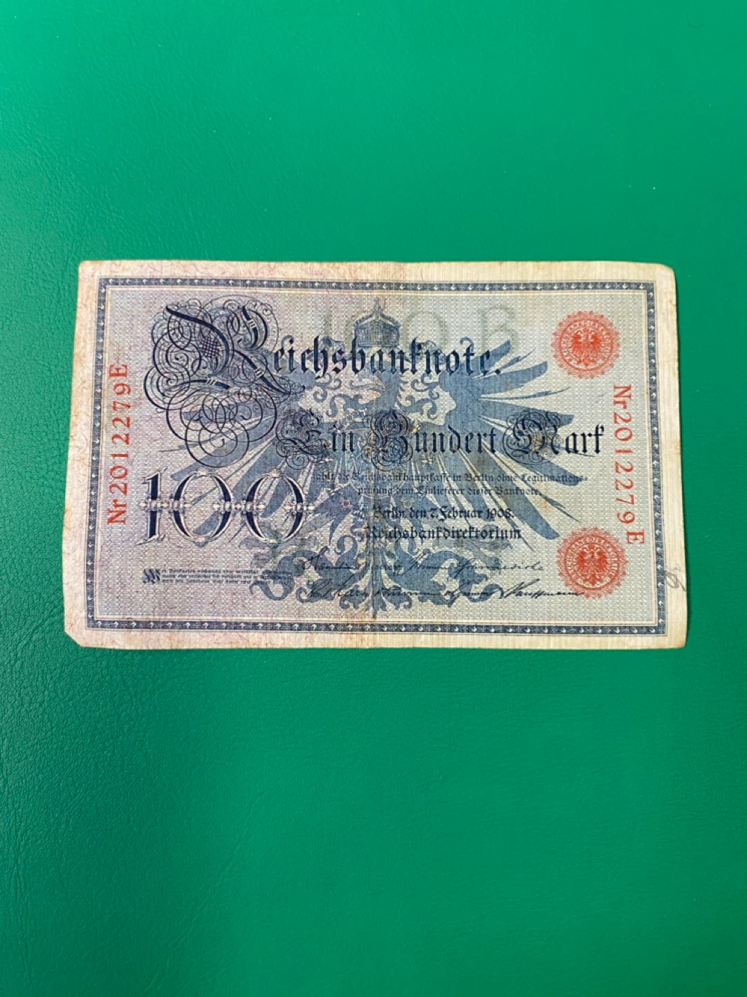 100 Mark Banknote - 1908 German Reichsbanknote - photo 2