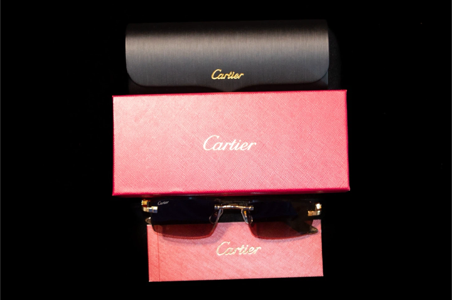 Cartier Rimless Sunglasses with Wood Accents
