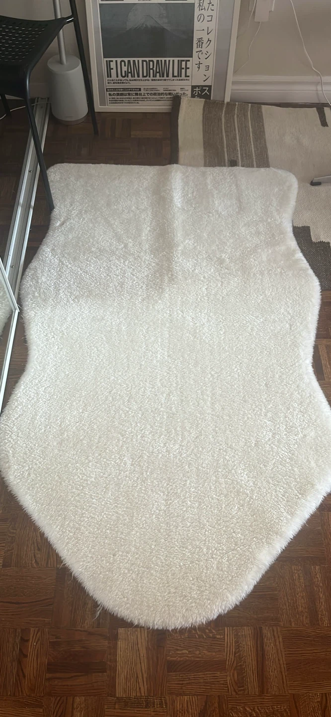 2 Ikea White Faux Sheepskin Rugs - photo 3