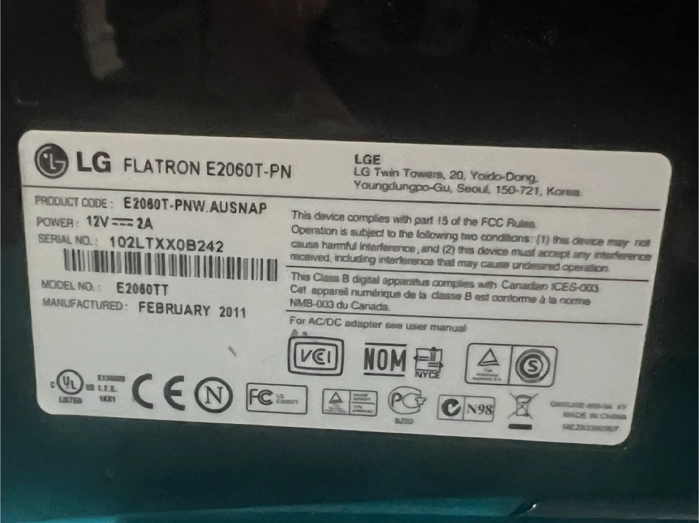 LG FLATRÓN E2060T-PN Monitor - photo 2