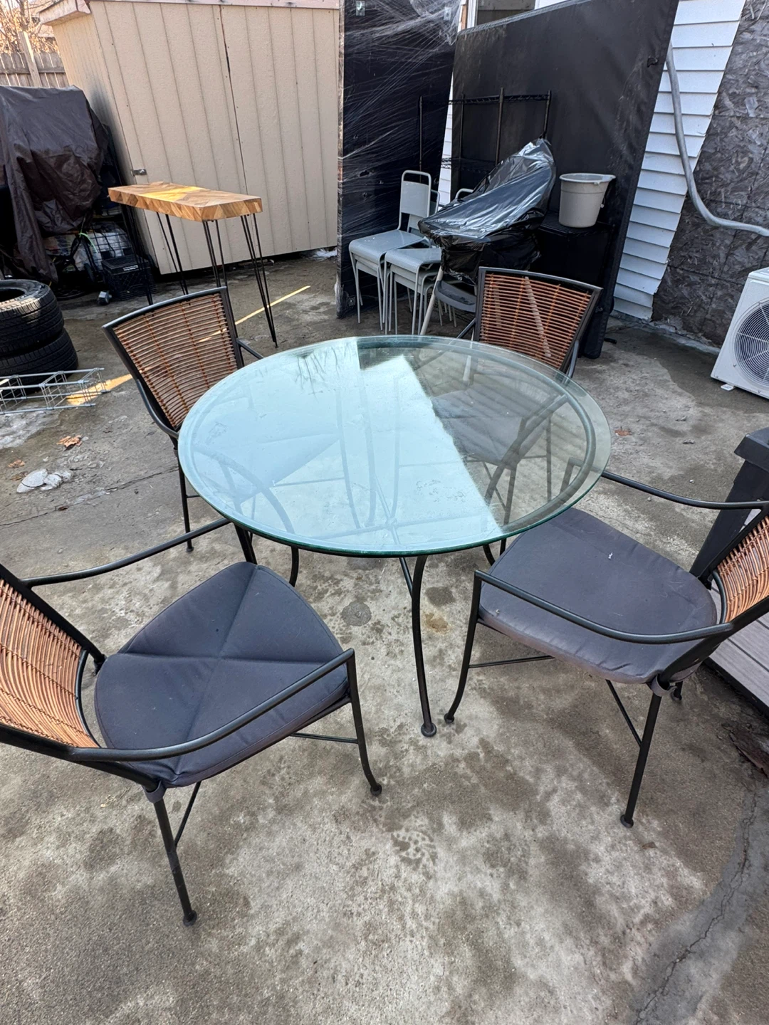 Glass Top Patio Table with 4 Chairs - photo 2