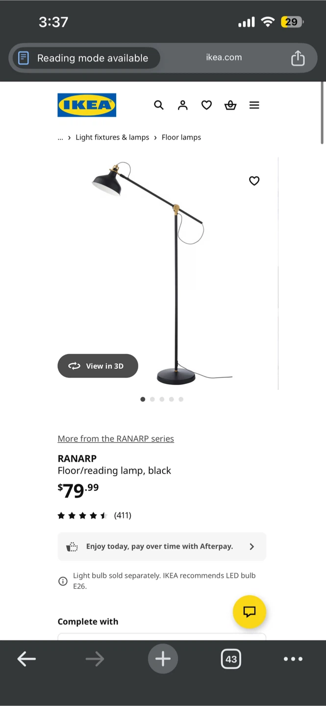 IKEA RANARP Floor Reading Lamp - photo 4