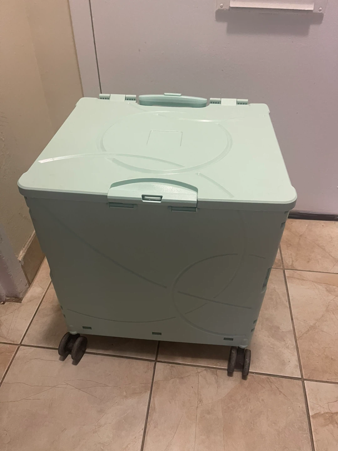 Mint Green Collapsible Rolling Storage Cart - photo 2