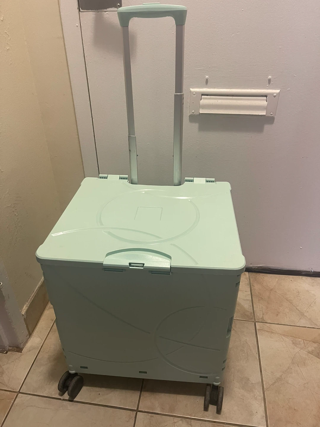 Mint Green Collapsible Rolling Storage Cart