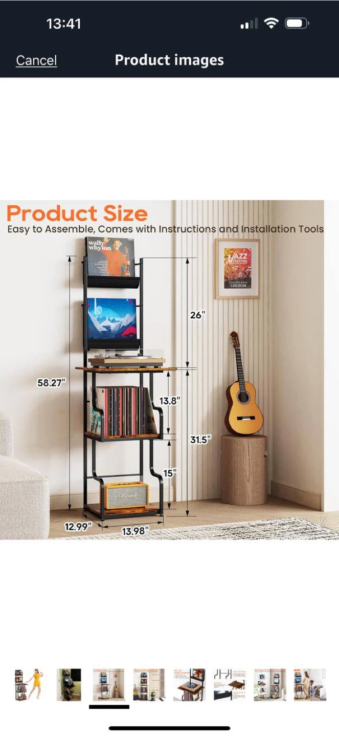 TJ.MOREE Record Player Stand with Vinyl Storage – Assembled 🎵🖤 - photo 4