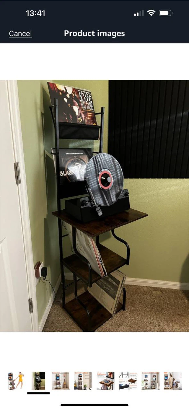TJ.MOREE Record Player Stand with Vinyl Storage – Assembled 🎵🖤 - photo 3