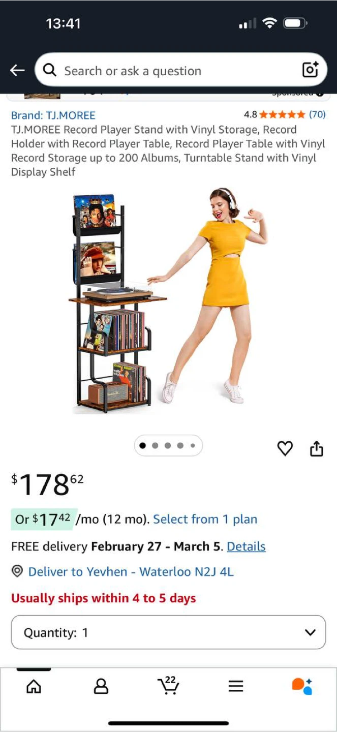 TJ.MOREE Record Player Stand with Vinyl Storage – Assembled 🎵🖤