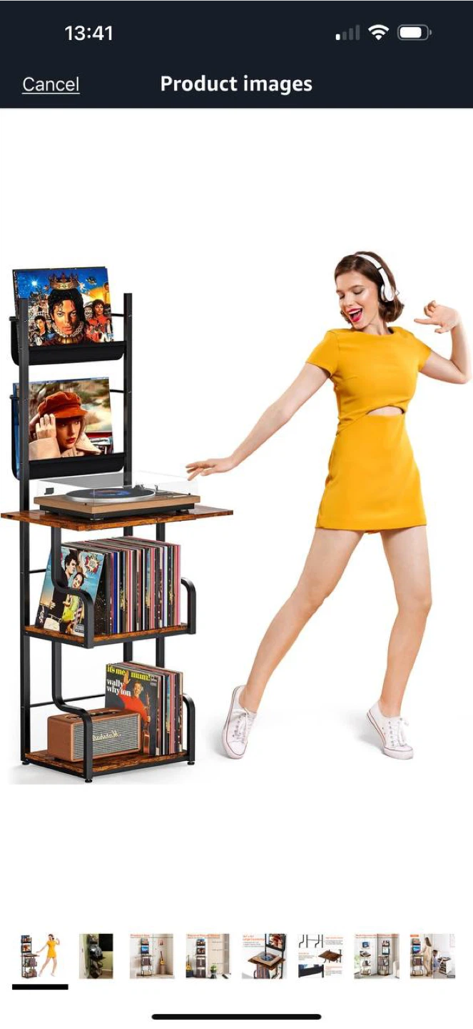 TJ.MOREE Record Player Stand with Vinyl Storage – Assembled 🎵🖤 - photo 2