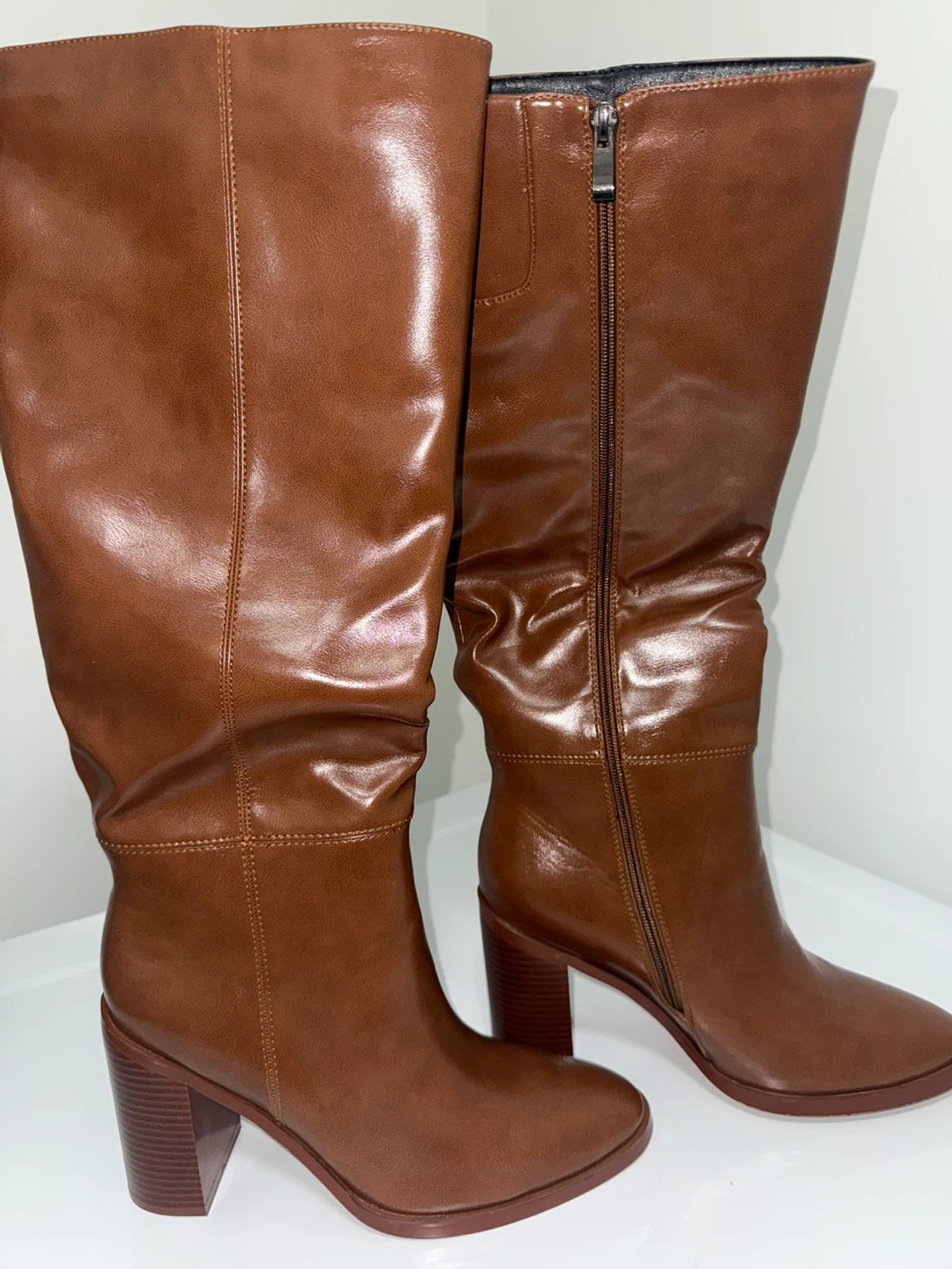 ISNOM Women's Brown Knee-High Boots Size 10