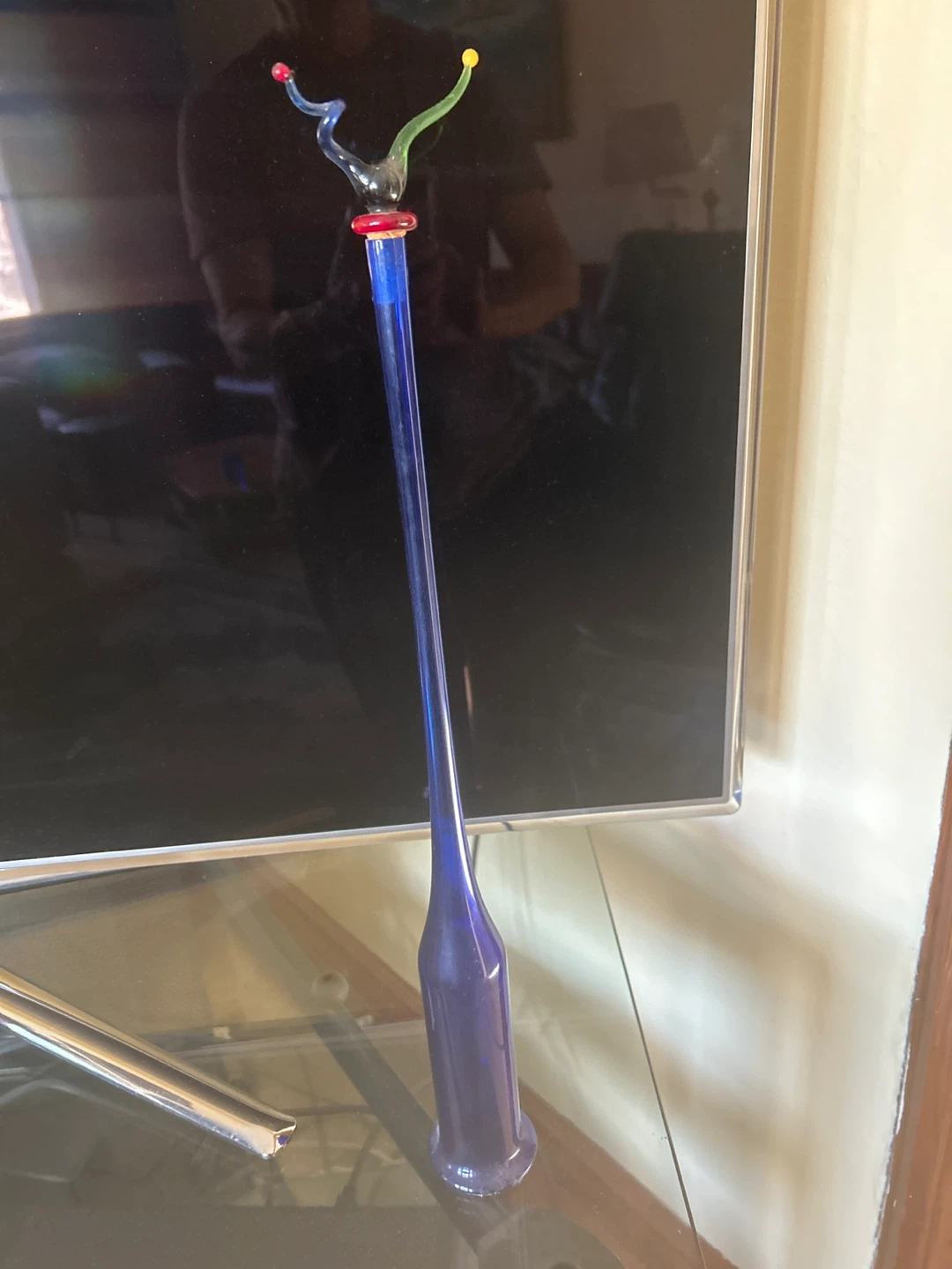 Blue Glass Sculpture Vase/ grappa vial