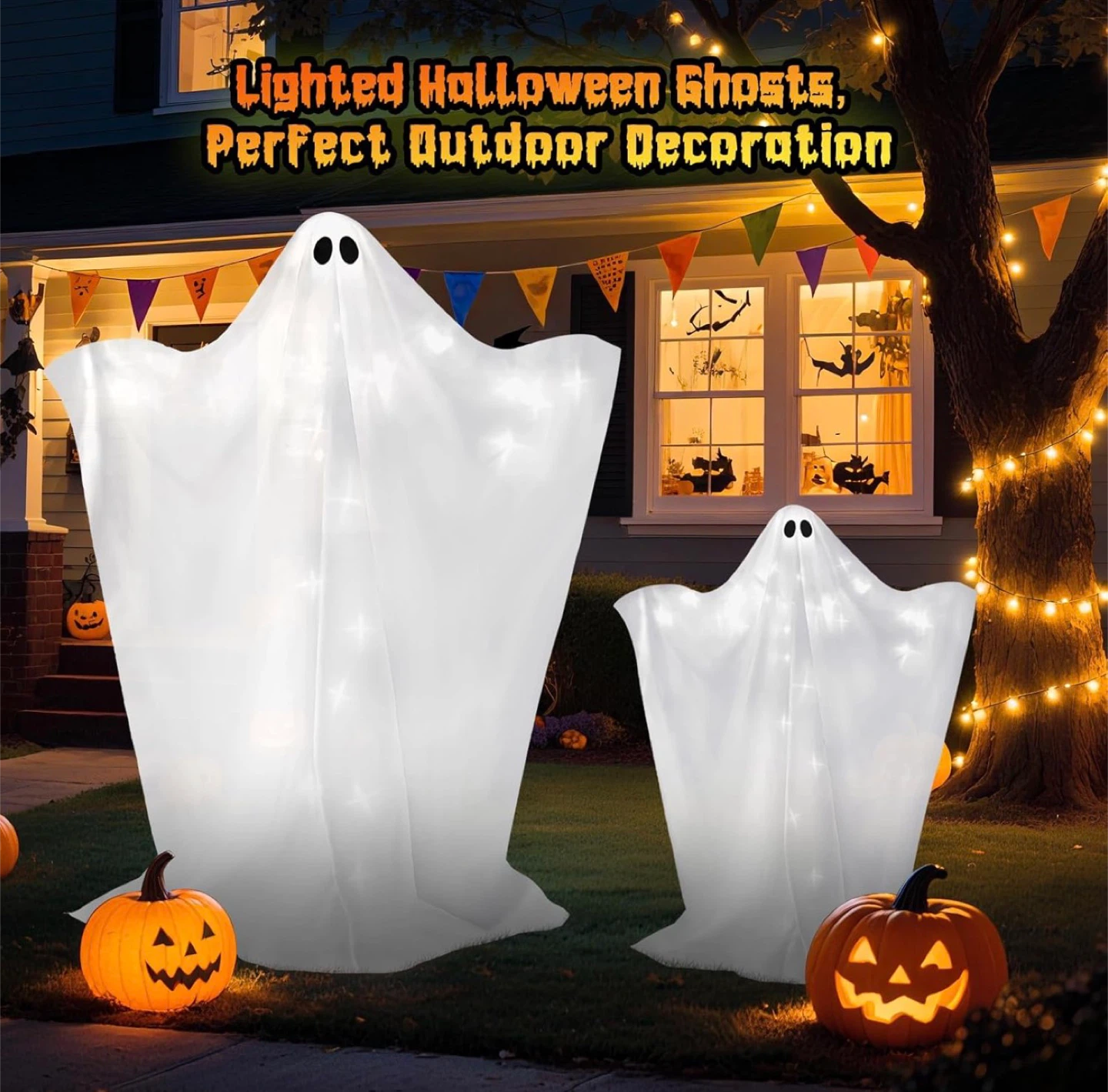 GlexpFest Halloween Light-Up Ghost Decorations (2 Pack)