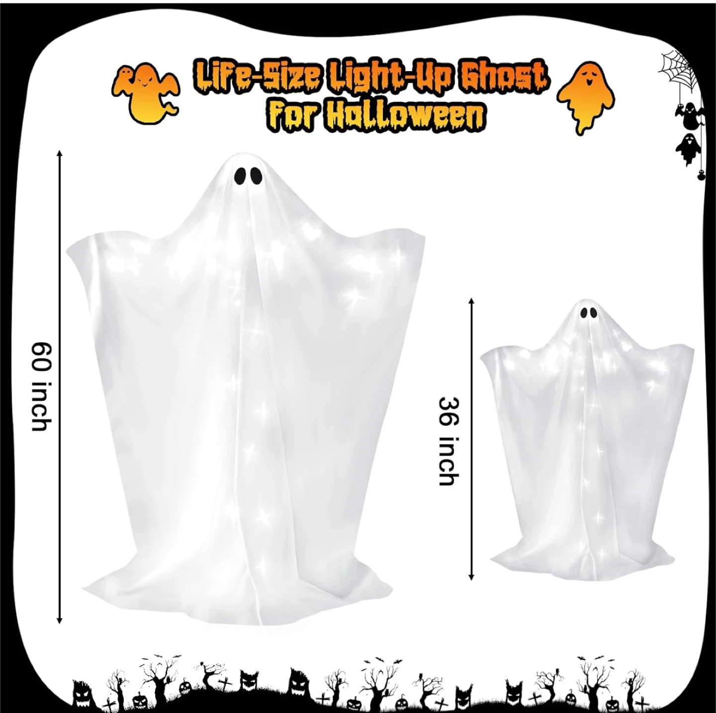 GlexpFest Halloween Light-Up Ghost Decorations (2 Pack) - photo 3