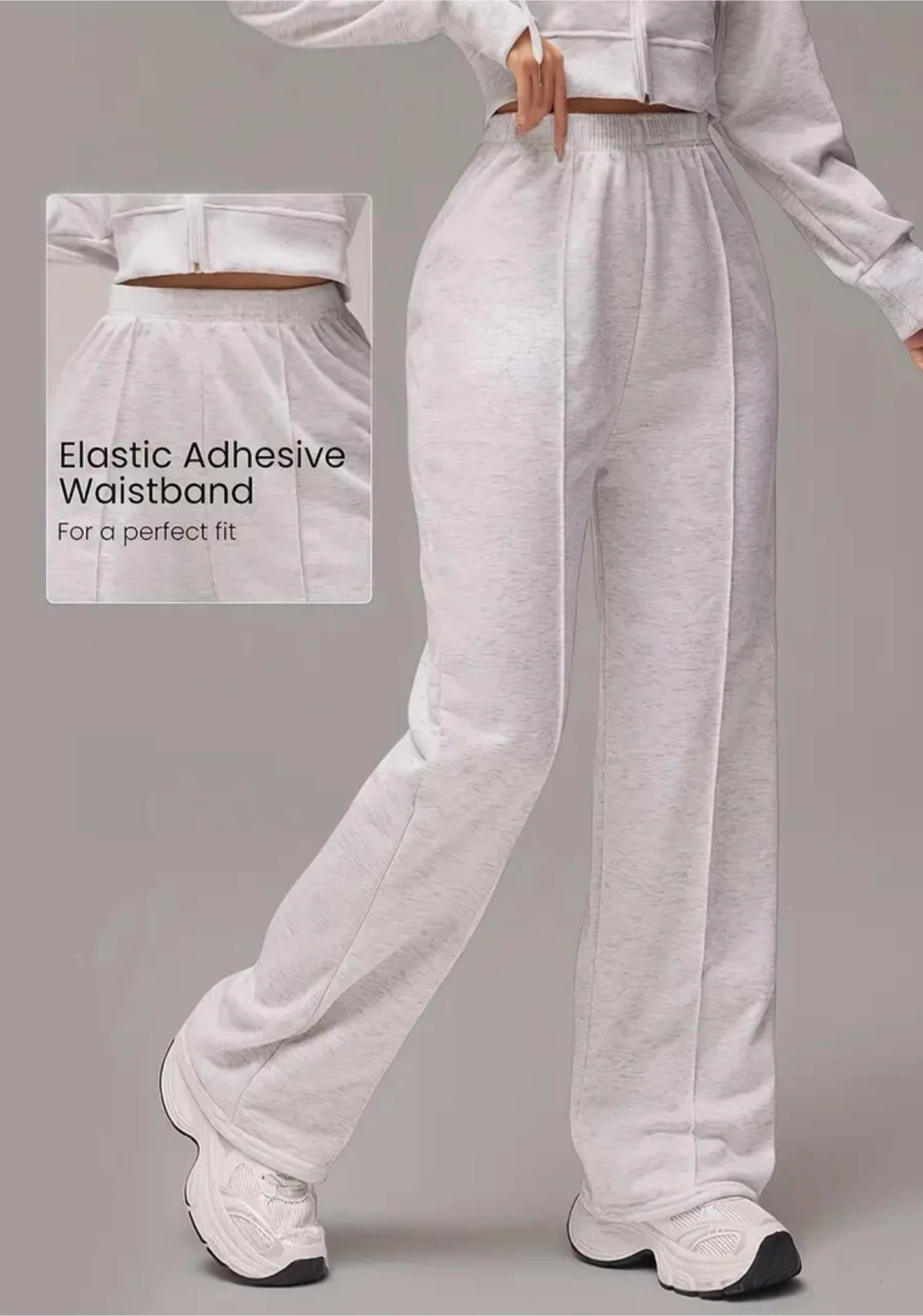 New Light Grey Wide-Leg Sweatpants
