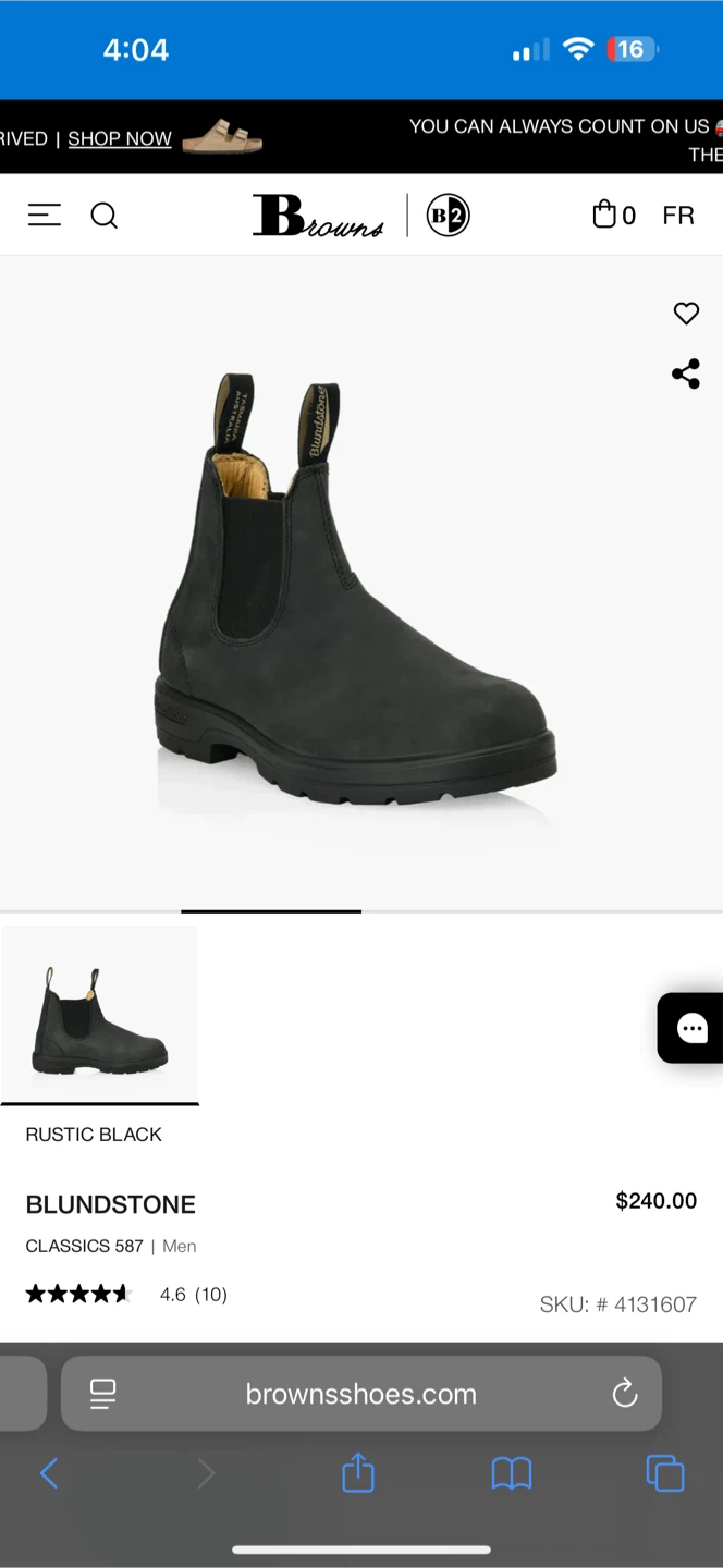 Blundstone Classics 587 Rustic Black Chelsea Boots
