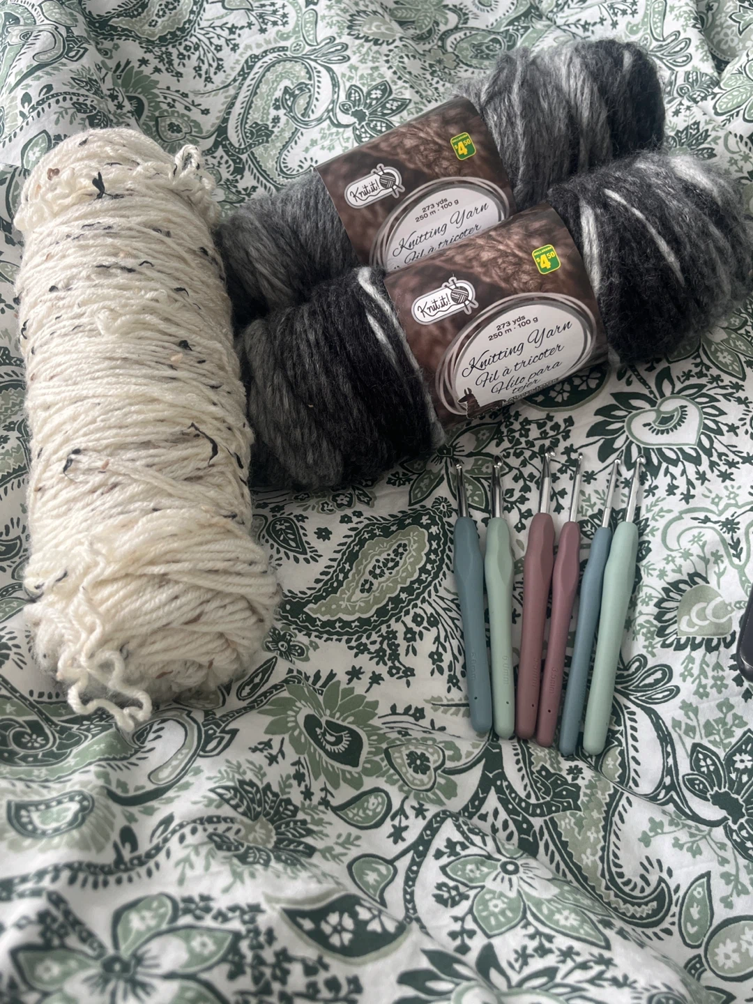 Assortment of Yarn & Crochet Hooks