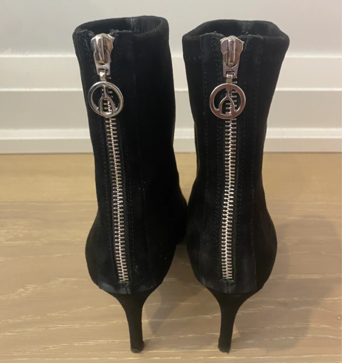 Black Stretch Suede Ankle Boots – Size 8