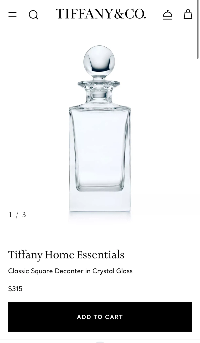 Tiffany & Co. Crystal Square Decanter