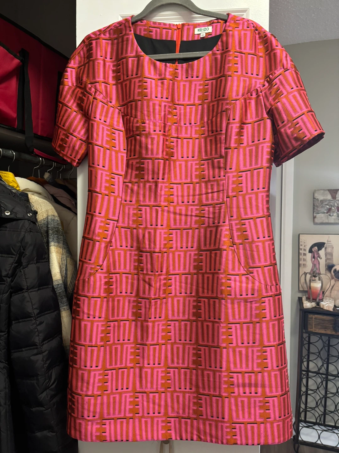 KENZO Paris Women's Pink Geometric Print Sheath Dress Size 44 - photo 2