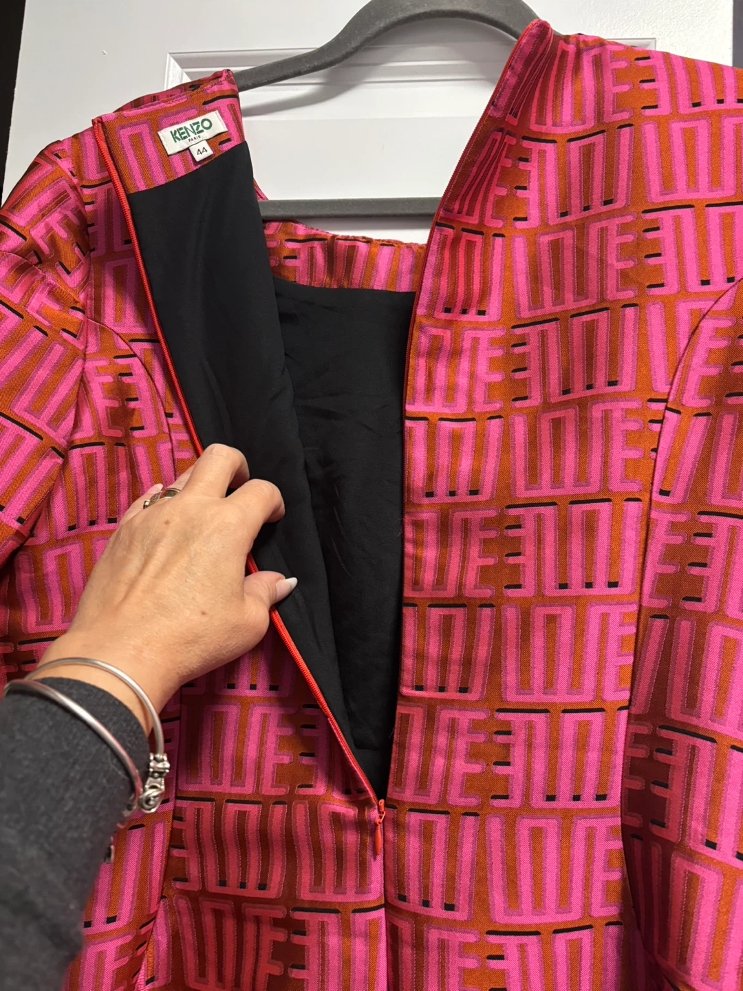 KENZO Paris Women's Pink Geometric Print Sheath Dress Size 44 - photo 3