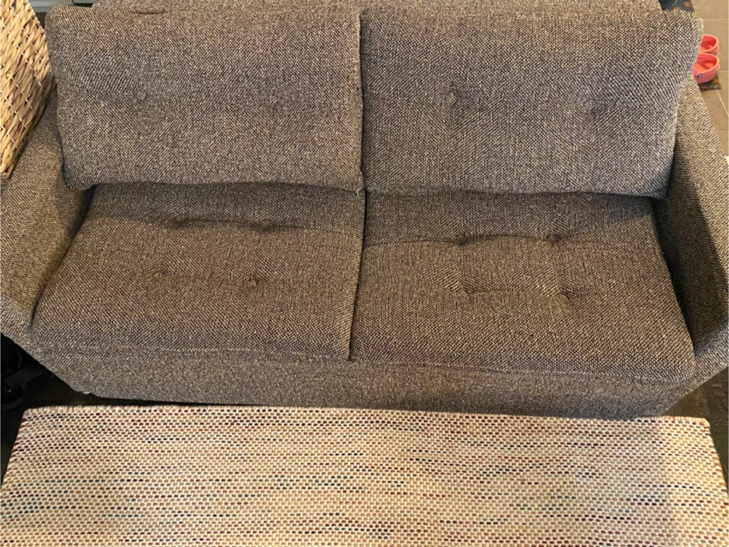 Brown Tweed Loveseat Sofa