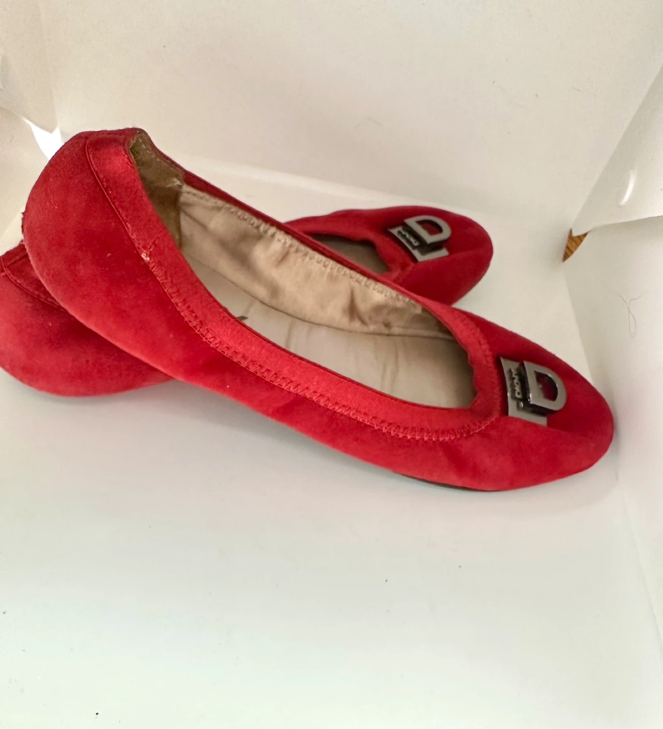DKNY Red Suede Ballet Flats