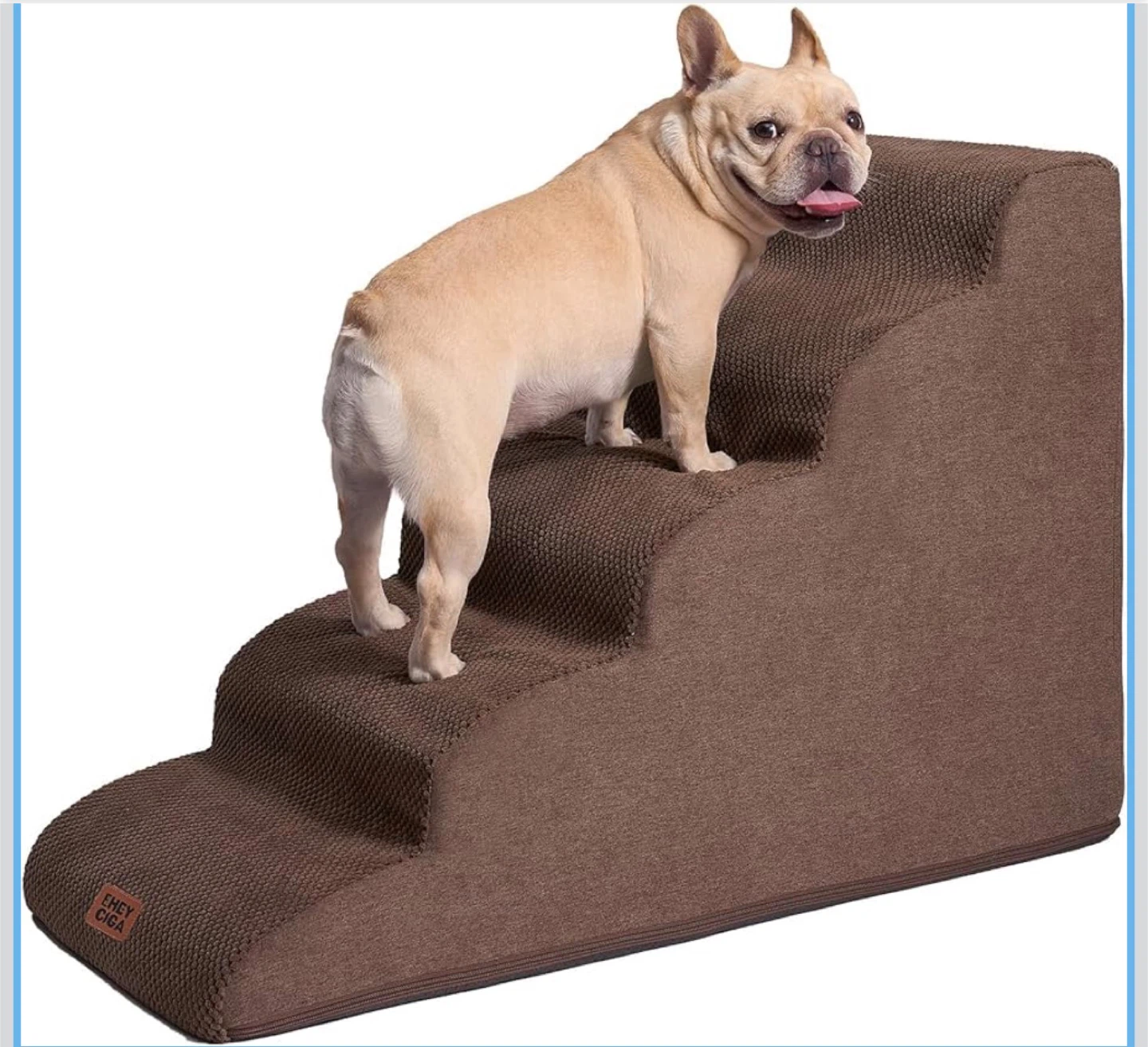 EHEYCIGA Curved Dog Stairs Ramp. 5-Step Dog Steps. Charcoal grey