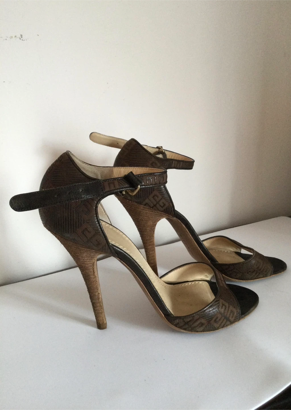 Givenchy Brown Monogram Ankle Strap Heels