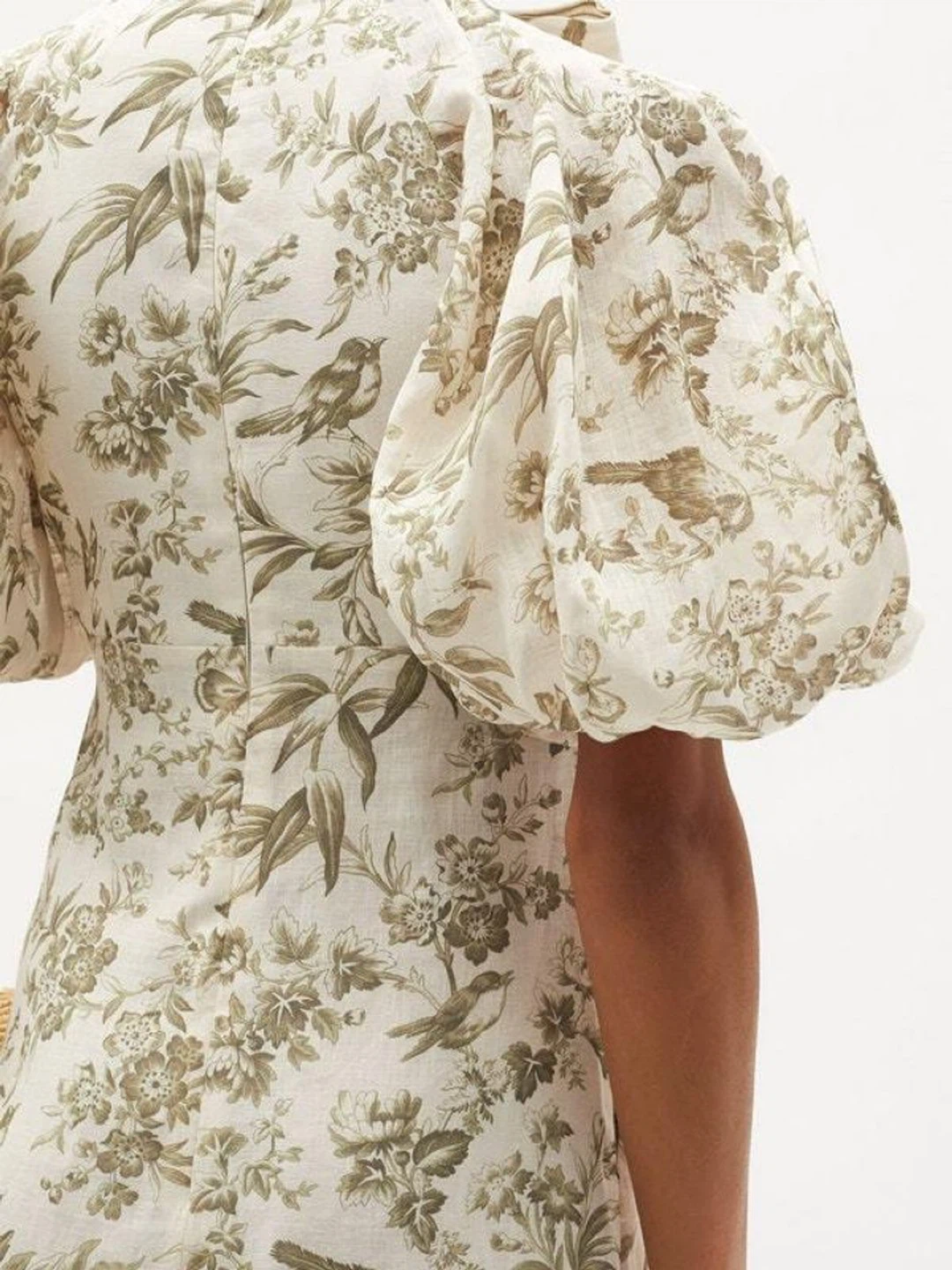 ZIMMERMANN Linen Day Midi Dress In Olive Toile Print - photo 4