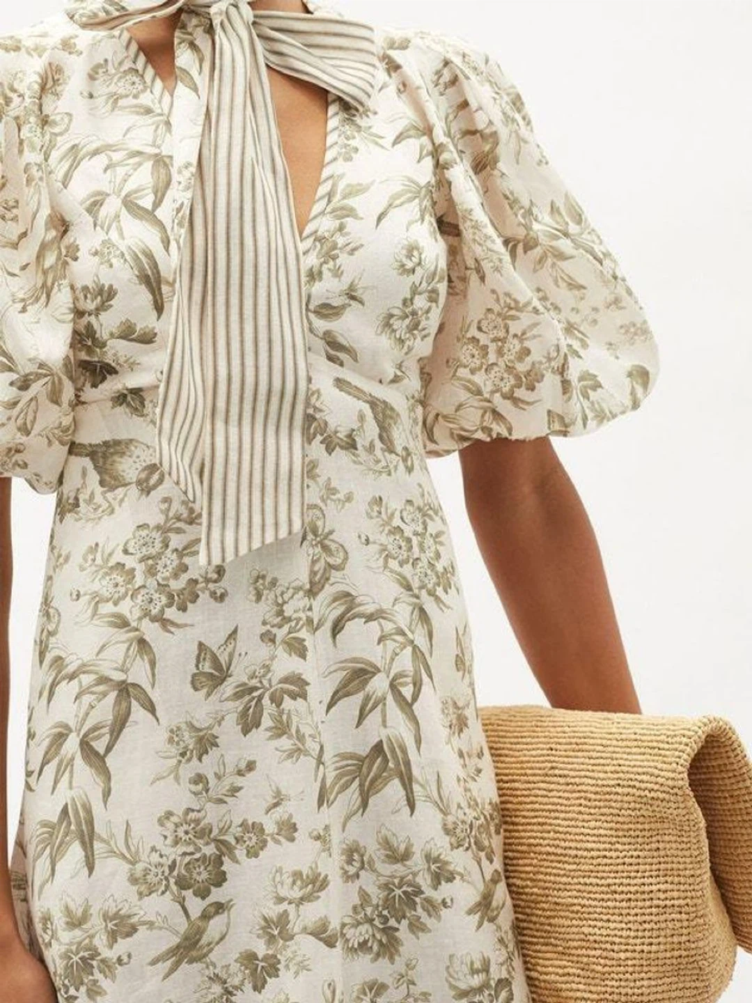 ZIMMERMANN Linen Day Midi Dress In Olive Toile Print - photo 3