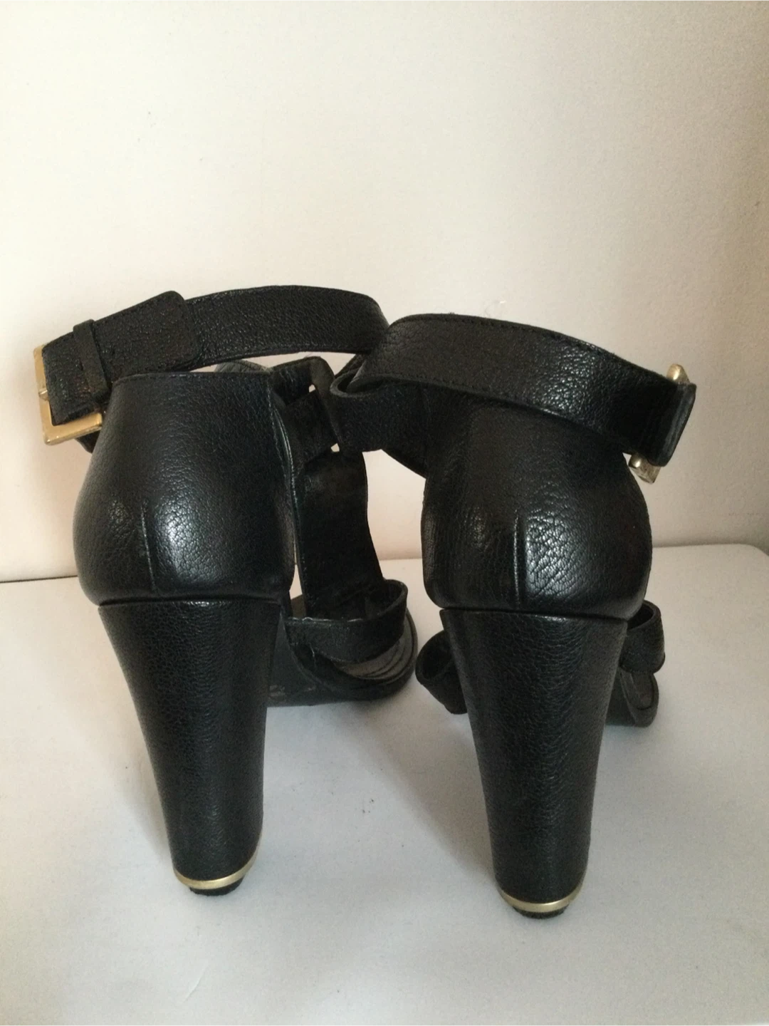 Black Leather Heeled Sandals - photo 2