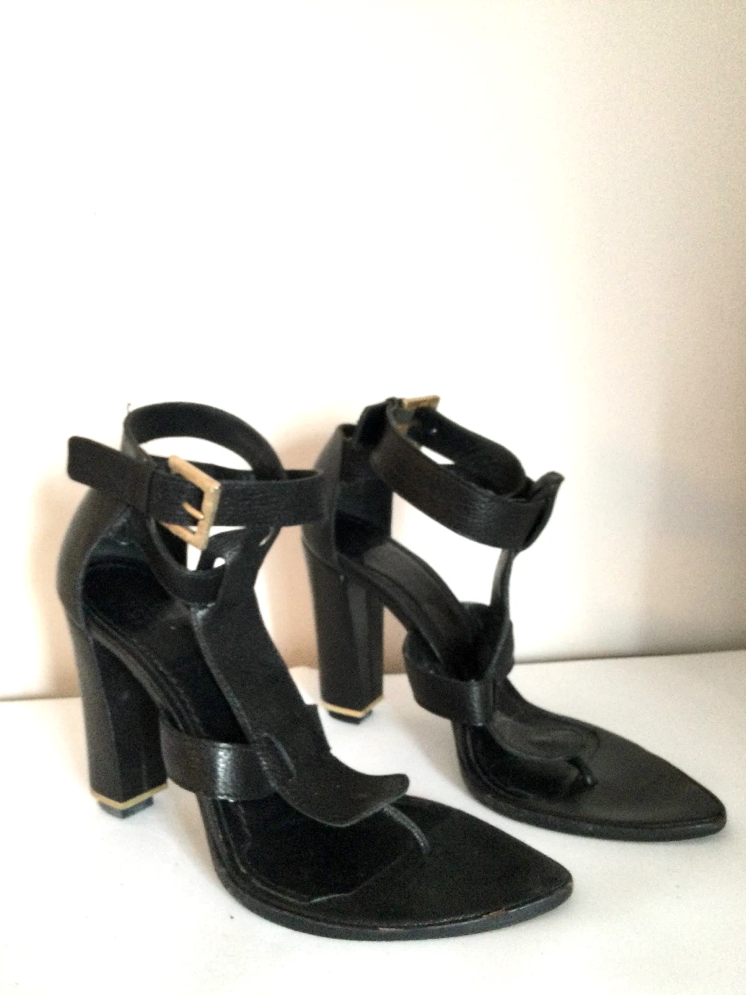 Black Leather Heeled Sandals - photo 4