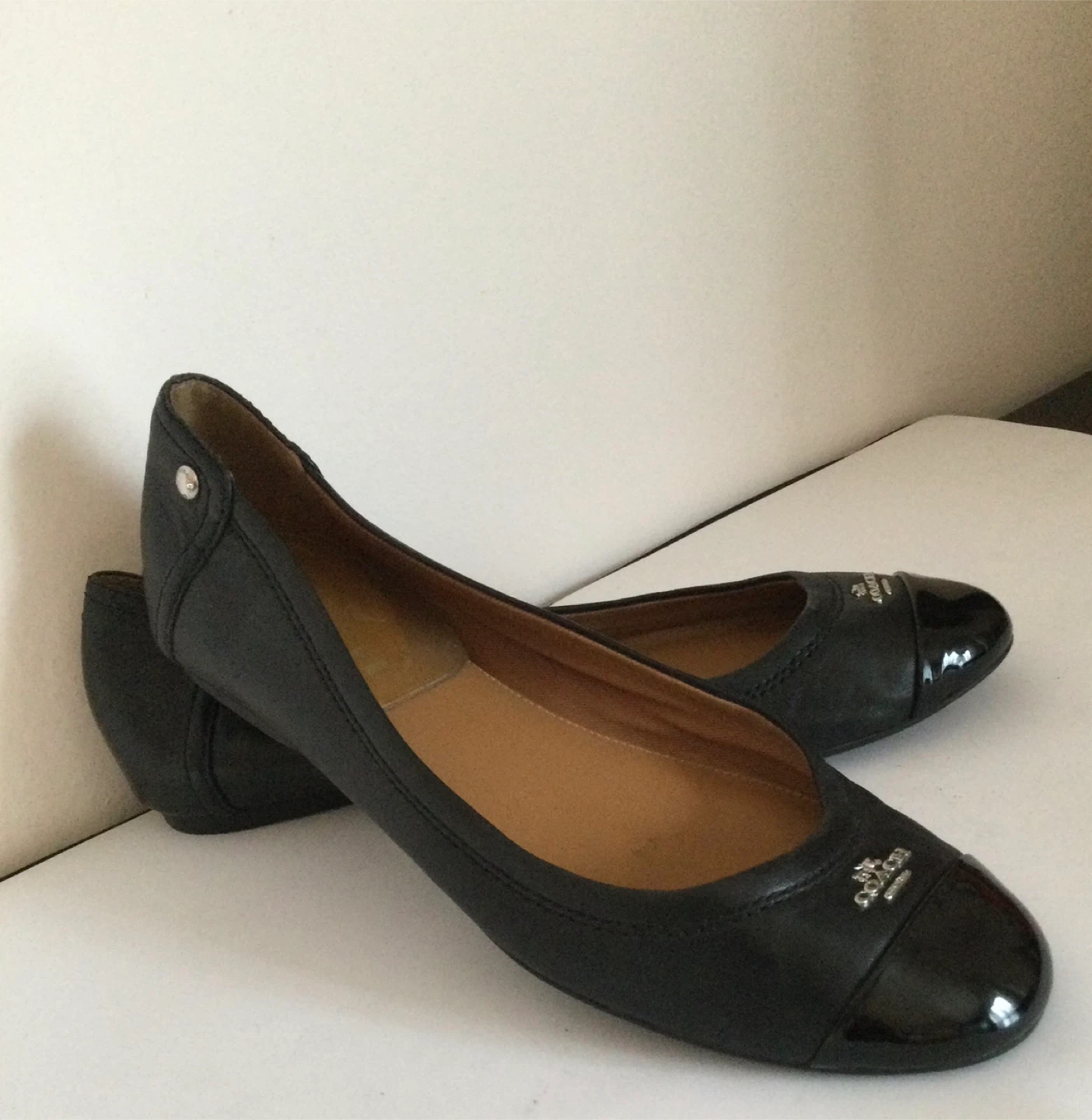 Coach Black Leather Ballet Flats