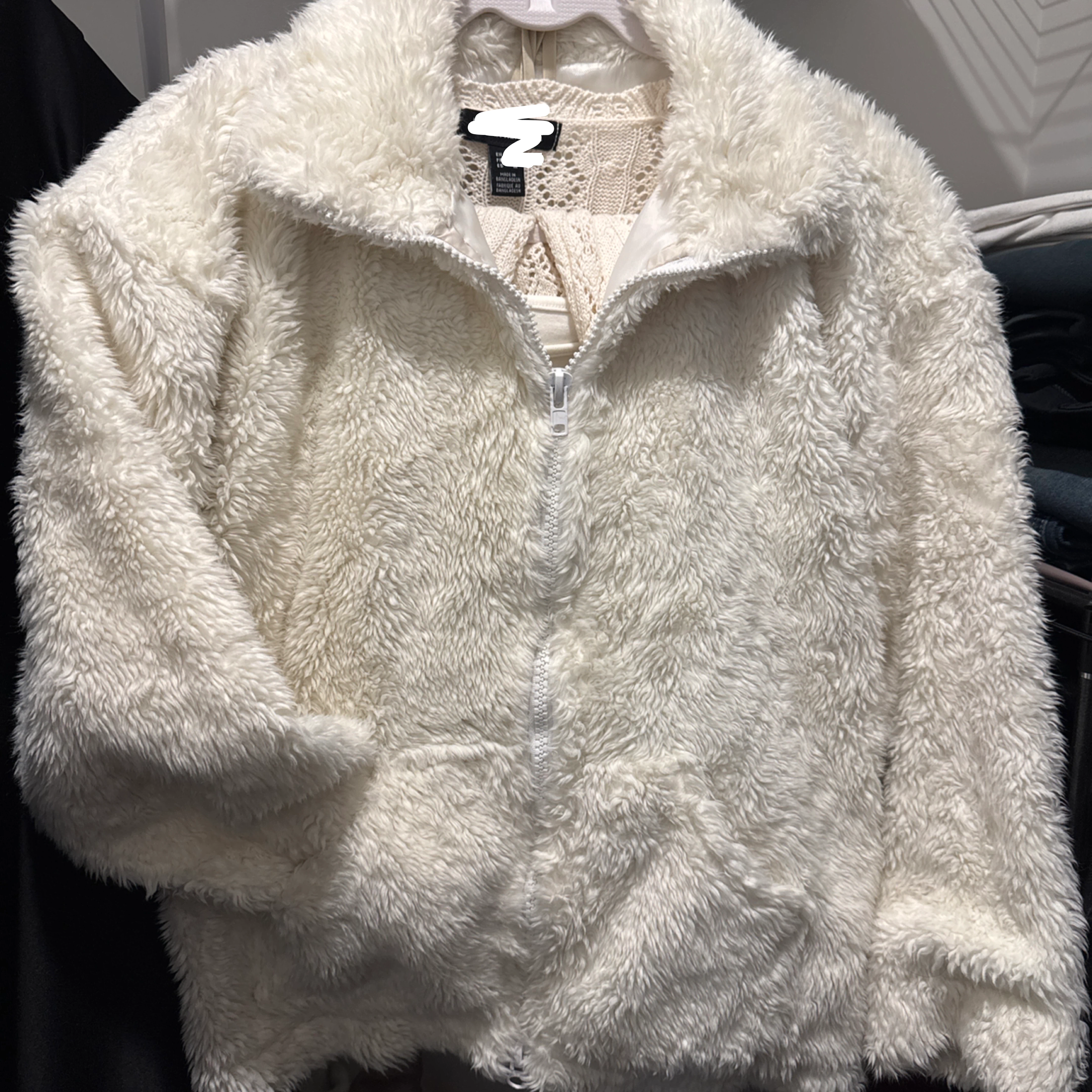 Cream Fuzzy Zip-Up Jacket - photo 2