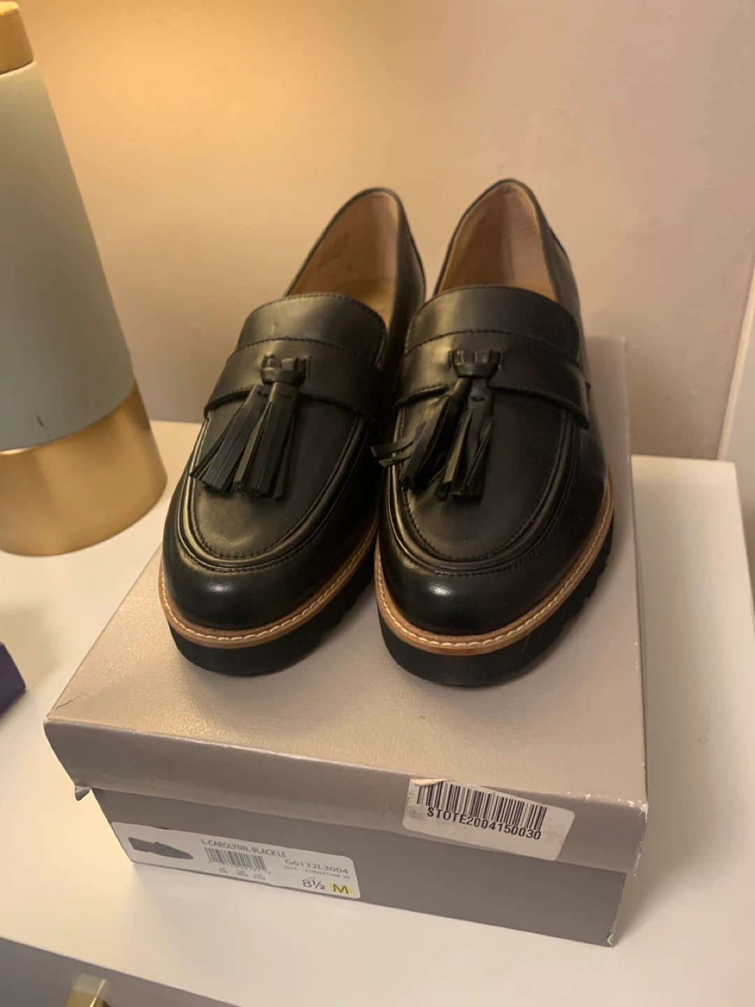 Franco Sarto Black Tassel Loafers