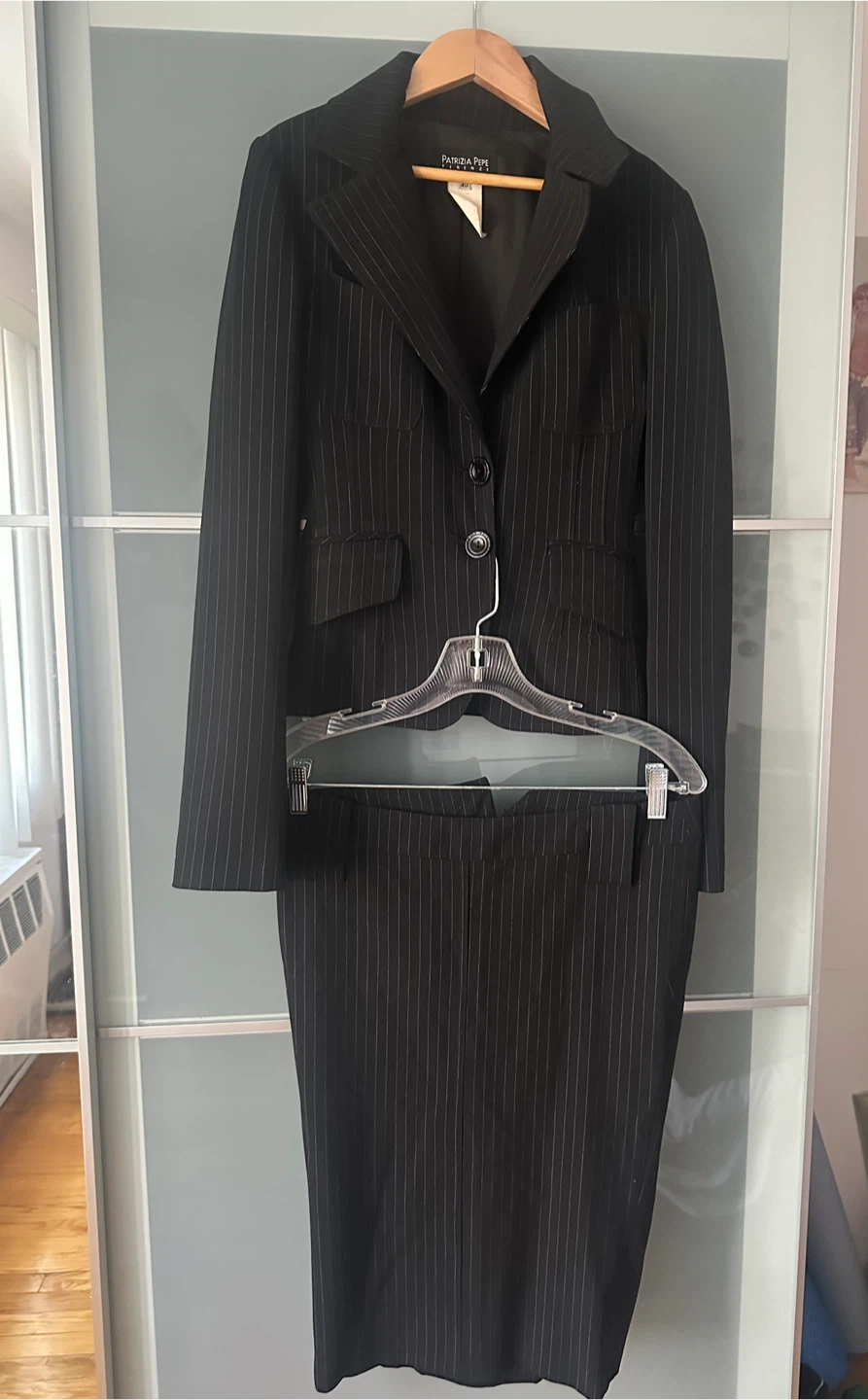 PATRIZIA PEPE Pinstripe Suit Jacket and Skirt Set