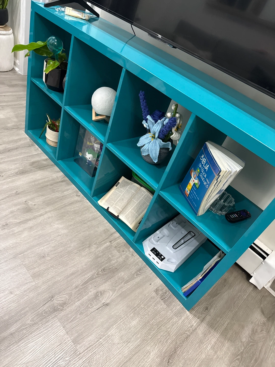 Teal Cube Storage Shelf Unit