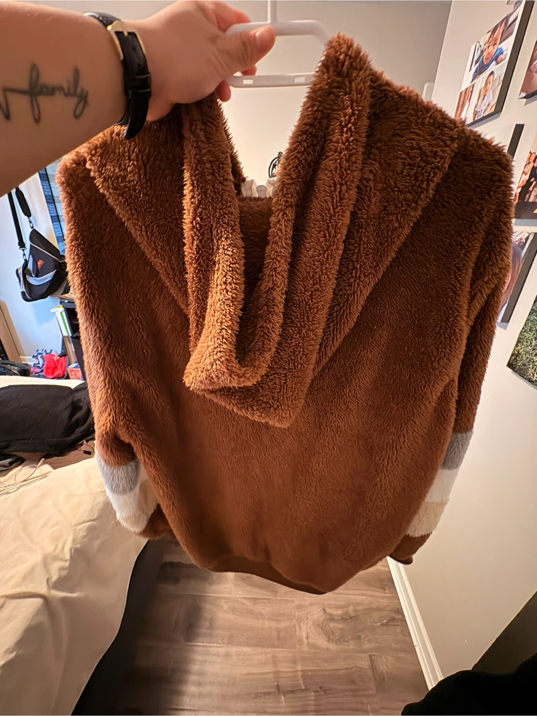 Fleece Fuzzy Striped Zip-Up Hoodie - photo 2