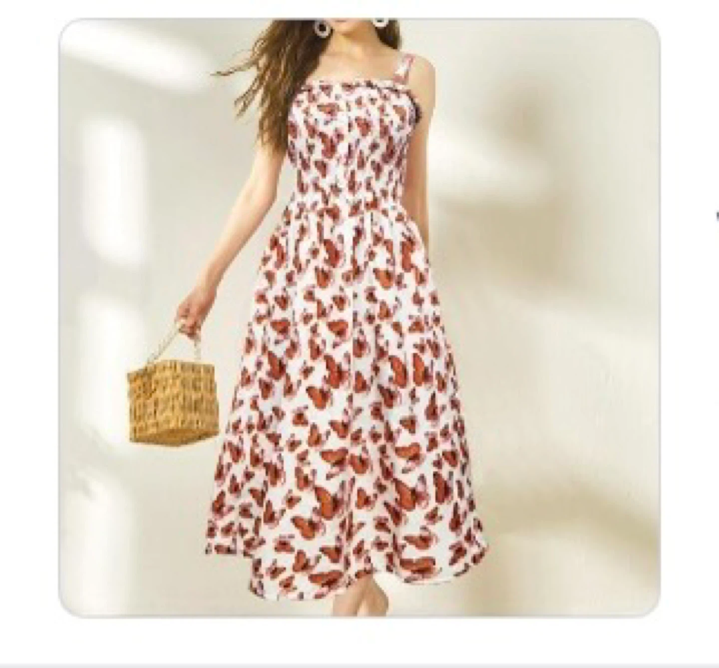 White Butterfly Print Smocked Sundress