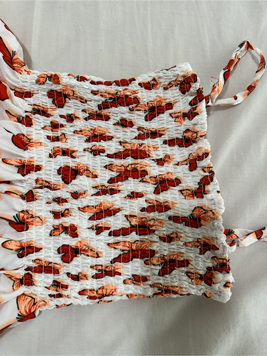 White Butterfly Print Smocked Sundress - photo 5